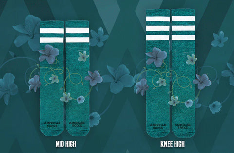 Turquoise Noise American Socks- Mid High