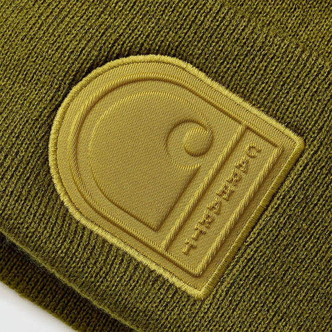 Carhartt Knit Cuffed C Patch beanie dark bronzed green