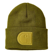 Carhartt Knit Cuffed C Patch beanie dark bronzed green