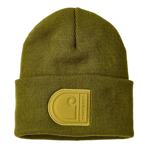 Carhartt Knit Cuffed C Patch beanie dark bronzed green