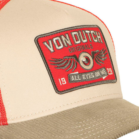Von Dutch Semi-Curved Eye cap khaki/red