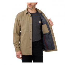 Carhartt Fleece Lined denim shirt jac dark khaki