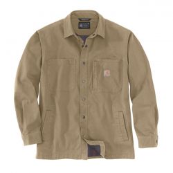 Carhartt Fleece Lined denim shirt jac dark khaki