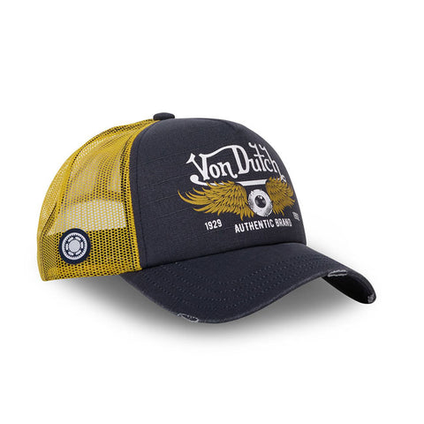 Von Dutch Heritage-Trucker Crew cap flying eye denim/sand