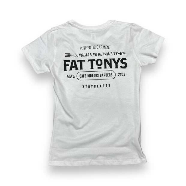 Stay Classy Cafe T-Shirt White Ladies Cut