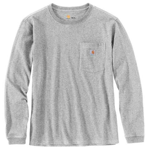 Carhartt WORKWEAR  POCKET L/S T-SHIRT Heather Grey Women's Cut