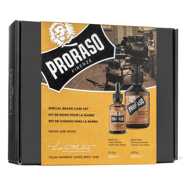 Proraso gift box Bead wash and Bear Oil Combo. Wood Spice