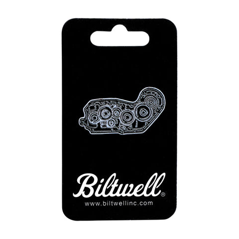 Biltwell enamel pin 4 cam black/white