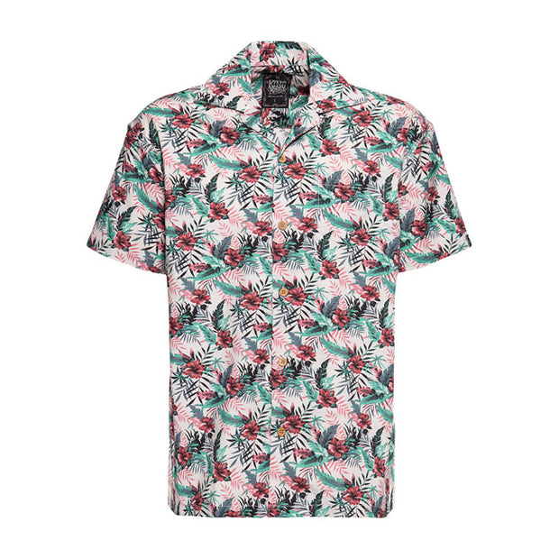 King Kerosin Tropical Summer hawaii shirt offwhite