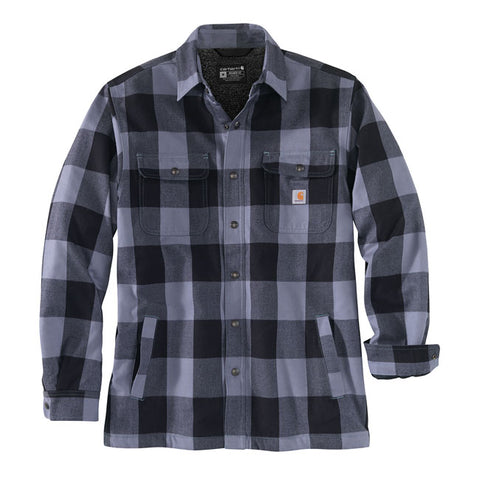 Carhartt Sherpa lined flannel plaid shirt folkstone grey