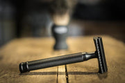 Our black double edged razor available to buy on its own or with a complete shave set.