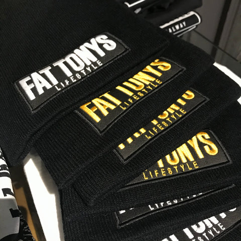 Fat Tony's BLACK Beanie / Gold Stitch