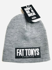 Fat Tony's grey Beanie / White stitch