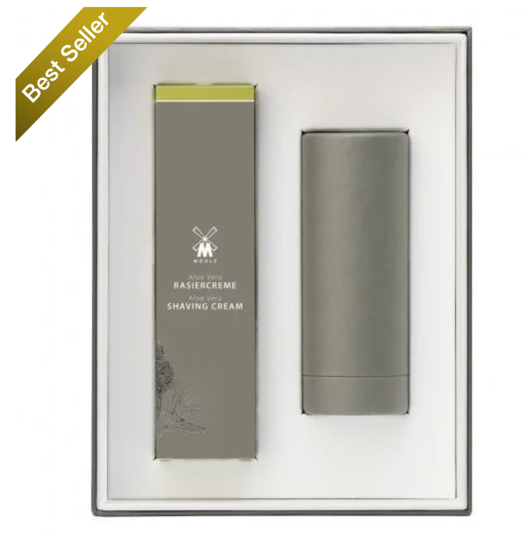 MSSAV MÜHLE STARTER SET ALOE VERA SHAVING CREAM & RYTMO BLACK FIBRE SHAVING BRUSH