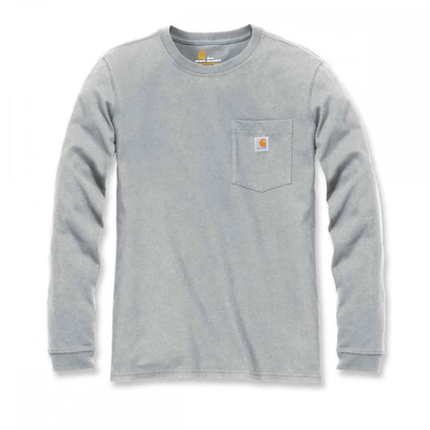 Carhartt WORKWEAR  POCKET L/S T-SHIRT Heather Grey Women's Cut