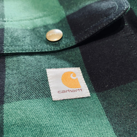 Carhartt Sherpa lined flannel plaid shirt north woods